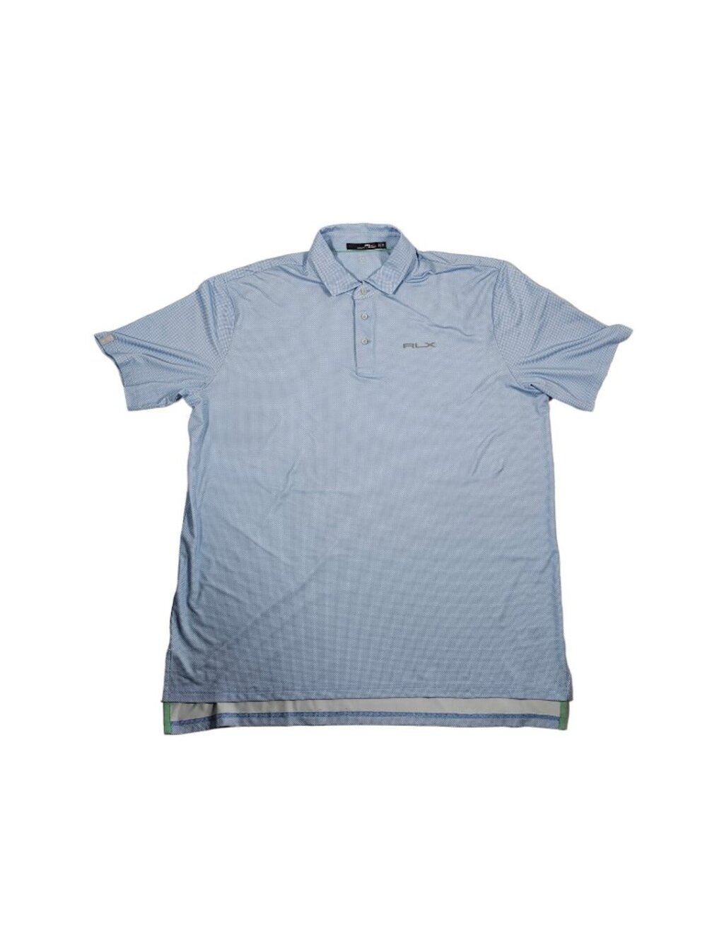 Ralph Lauren RLX Golf Shirt XXL Light Blue White Polka Dot Wicking Performance